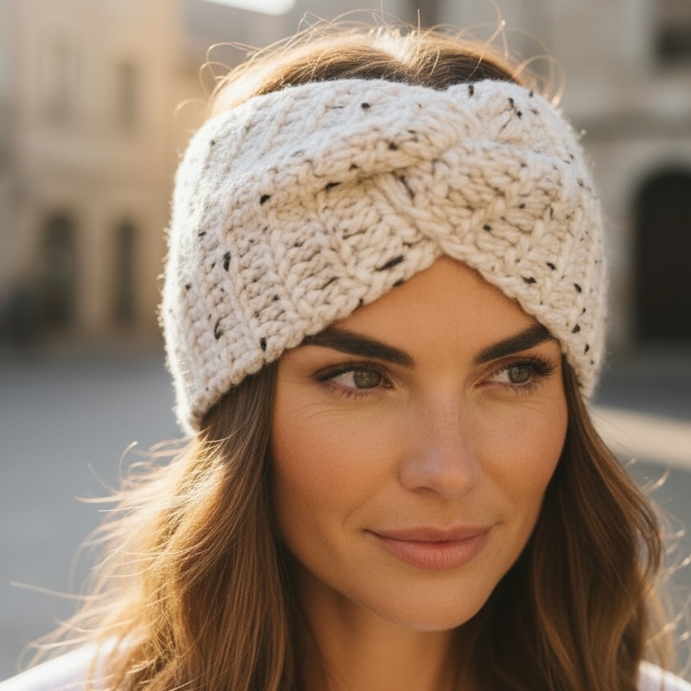 Cable Knit Twist Headband - Ivory